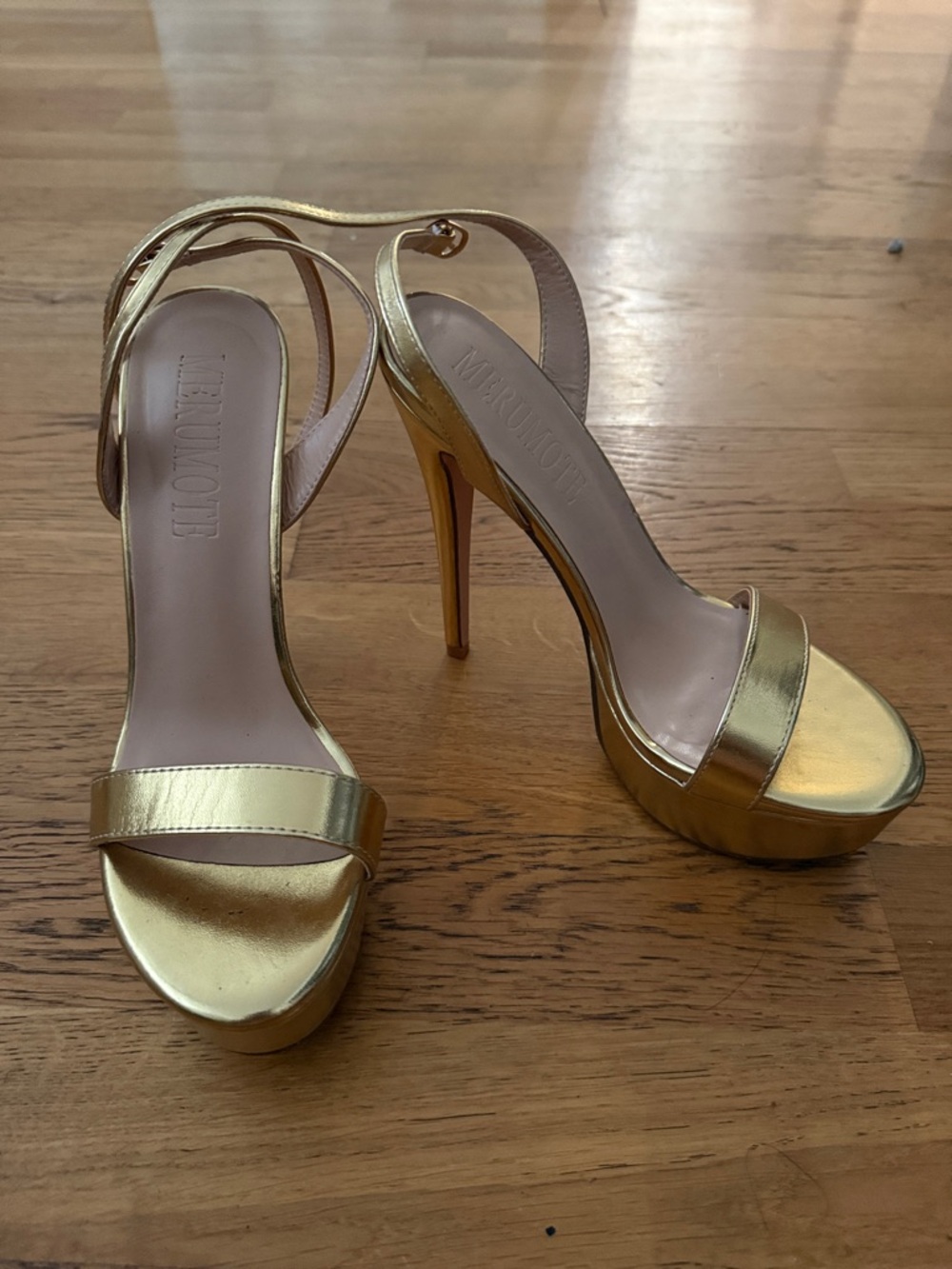 Gold Metallic High Heel Platform Sandals